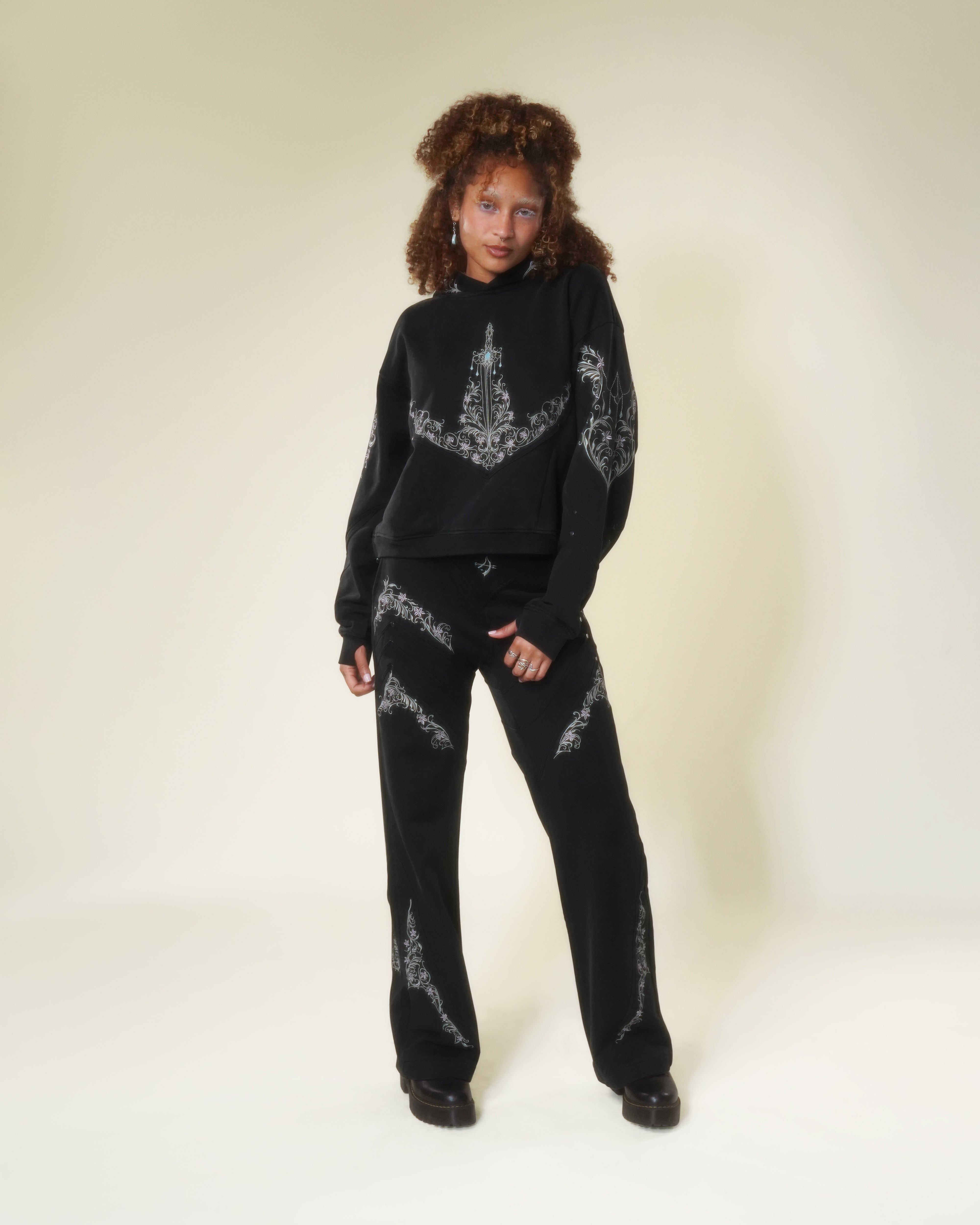 Princess knight black armored sweatpants