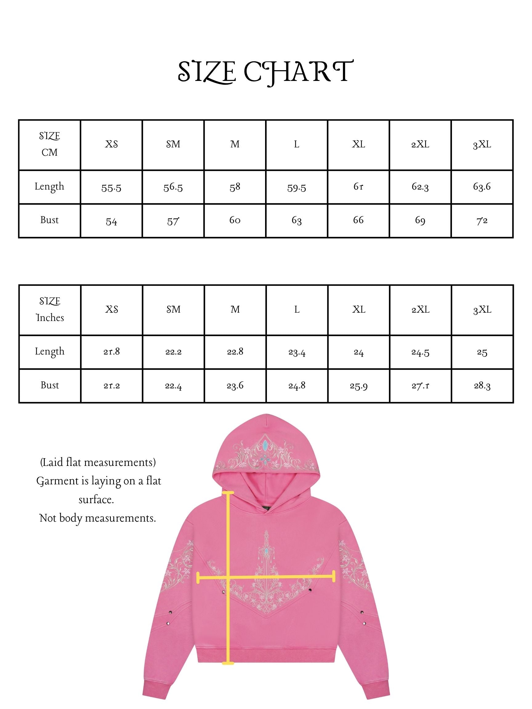 princess knight size chart 